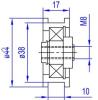 Türlaufrolle PA6 ø44/38/M8 x 17/10,5 mm 1 x Lager 6002 ZZ, Achse zentr. M8 IG